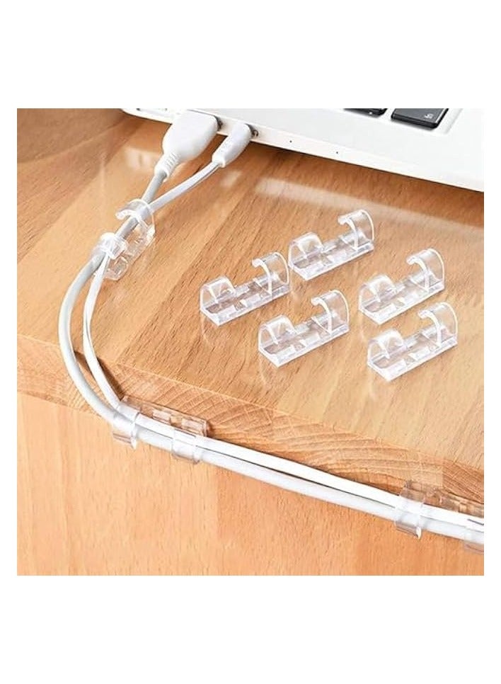 erorex 120 Pieces Cable Organizer Cord Holder Sturdy Wire Management Clips for Office and Home, Clear Self-Adhesive Cable Clips with Screws - Image 4