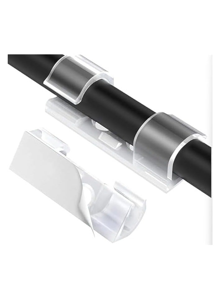 erorex 120 Pieces Cable Organizer Cord Holder Sturdy Wire Management Clips for Office and Home, Clear Self-Adhesive Cable Clips with Screws - Image 1