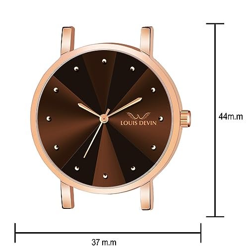 LOUIS DEVIN Rose Gold Plated Mesh Chain Analog Wrist Watch for Women (Brown Dial) | LD-RG173-BRW - Image 5