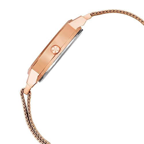 LOUIS DEVIN Rose Gold Plated Mesh Chain Analog Wrist Watch for Women (Brown Dial) | LD-RG173-BRW - Image 2