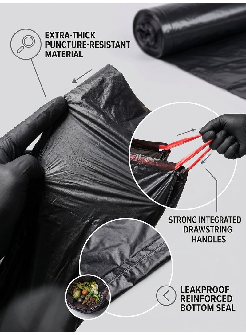 Pure Garbage Bag Roll 1000g,  Heavy Duty Black Plastic Trash Bags, Tear Resistant Waste Bin Liners, High Capacity Commercial Industrial Waste Bags for Home, Office & Business Use - Image 5
