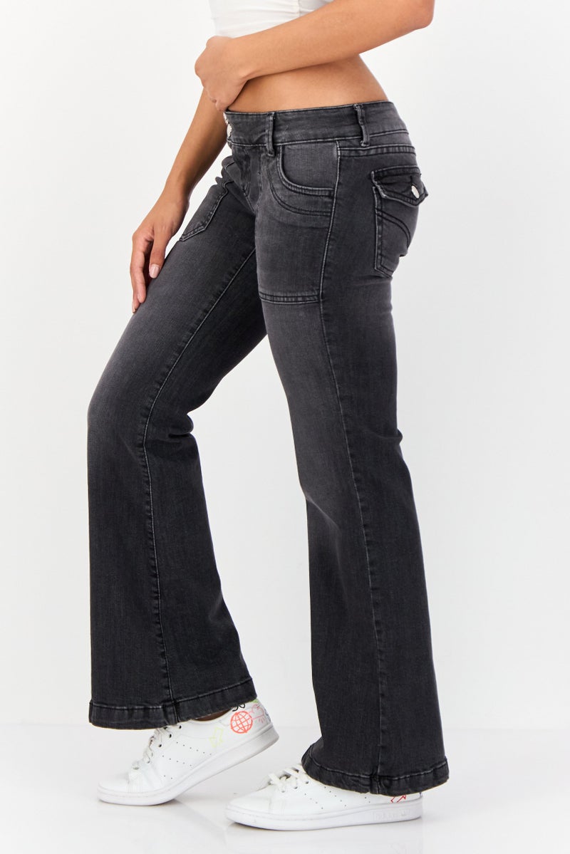 Don't Call Me Jennyfer Women Bootcut Fit Washed Stretchable Denim Jeans, Black  - Image 2