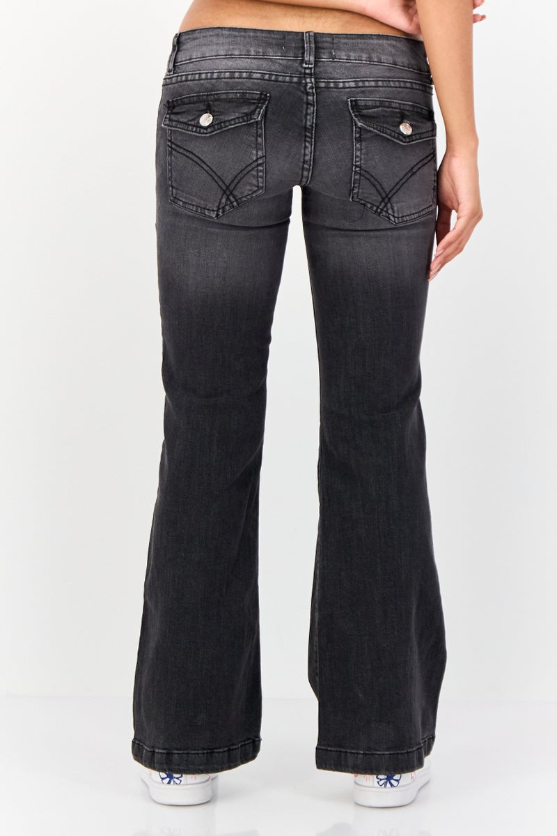 Don't Call Me Jennyfer Women Bootcut Fit Washed Stretchable Denim Jeans, Black  - Image 3