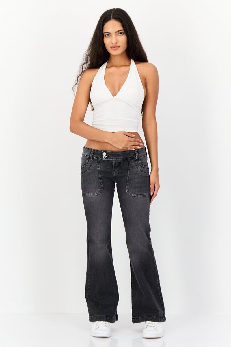 Don't Call Me Jennyfer Women Bootcut Fit Washed Stretchable Denim Jeans, Black  - Image 4
