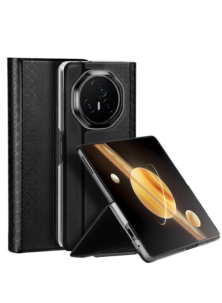 general Case Compatible with Honor Magic V3, Built-in Card Slot + Folding Stand, Folding Screen Magnetic Flap Drop Protection Leather Cover - Image 1