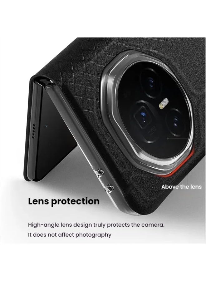 general Case Compatible with Honor Magic V3, Built-in Card Slot + Folding Stand, Folding Screen Magnetic Flap Drop Protection Leather Cover - Image 5