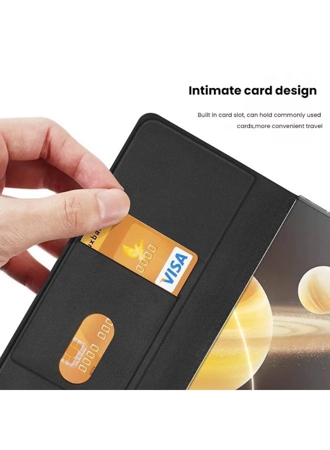 general Case Compatible with Honor Magic V3, Built-in Card Slot + Folding Stand, Folding Screen Magnetic Flap Drop Protection Leather Cover - Image 3