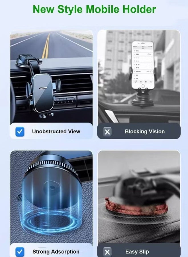 Happy D Car Mobile Holder Ultra-stable Car Holder with Strong Suction Cup Suitable for Dashboard/Windshield/Air Vent, 4.5-7.2 Inch Smartphones, iPhone 16/15 Series, Galaxy S24 S23, Xiaomi, Black - Image 3