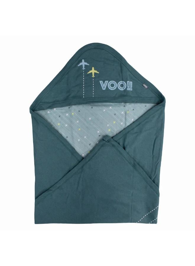 Junior Cotton Baby Blanket – Mint With “VOO!!” Design - Image 1