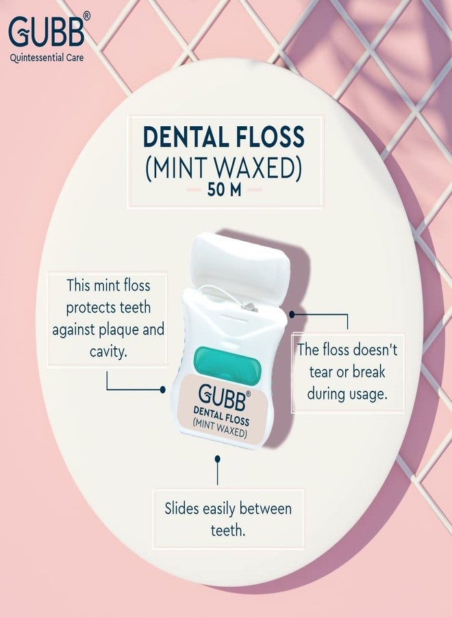 GUBB Dental Floss Thread For Teeth, Mint Waxed Pack of 2-50M Each - Image 3