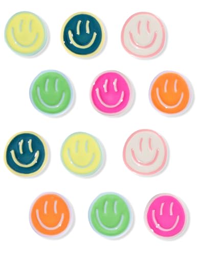 Mymazn 12Pcs Fridge Magnets Cute Refrigerator Magnets, Colorful Magnets for Whiteboard Cabinet Locker, Resin Smile Face Decorative Magnets for Classroom Kitchen Office - Image 1