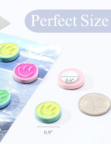 Mymazn 12Pcs Fridge Magnets Cute Refrigerator Magnets, Colorful Magnets for Whiteboard Cabinet Locker, Resin Smile Face Decorative Magnets for Classroom Kitchen Office - Image 2
