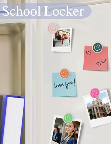 Mymazn 12Pcs Fridge Magnets Cute Refrigerator Magnets, Colorful Magnets for Whiteboard Cabinet Locker, Resin Smile Face Decorative Magnets for Classroom Kitchen Office - Image 4