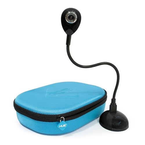 HUE HD Portable USB Video Conferencing Camera. Use as a Webcam for Live Streaming or a Document Camera for Teaching: Windows, macOS, Chromebook, Linux Compatibility (Black with Carry Case) - Image 1
