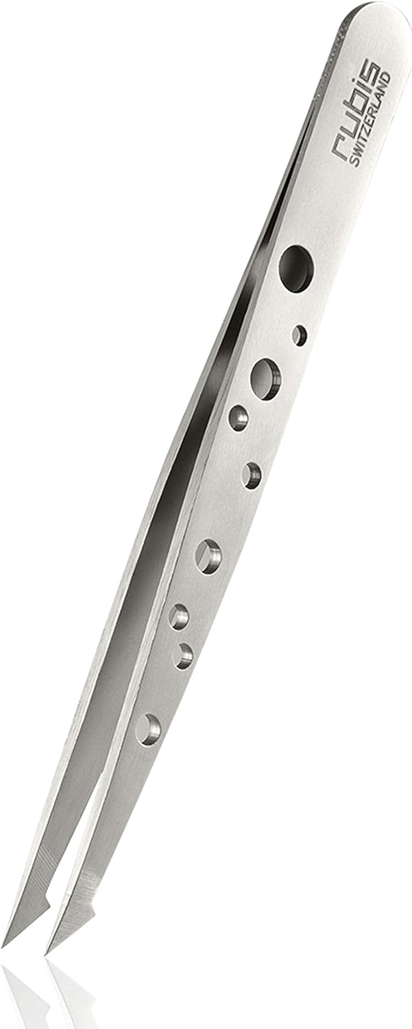 Rubis Evolution 2in1 Tweezers Point Oblique and Fine Splitter Tweezers for Ingrown Hair and Splitters Tweezers Eyebrow Plucking Elegance - Image 1
