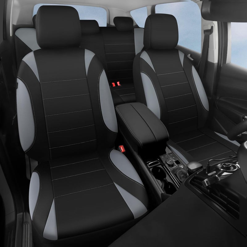 CAR PASS Waterproof Car Seat Covers Full Sets, Universal Fit Seat Covers for Cars, EVA Neoprene Seat Cover Set Full Sets, Interior Covers for Auto SUV,Vans,sedans, Trucks,(Black and Gray) - Image 2