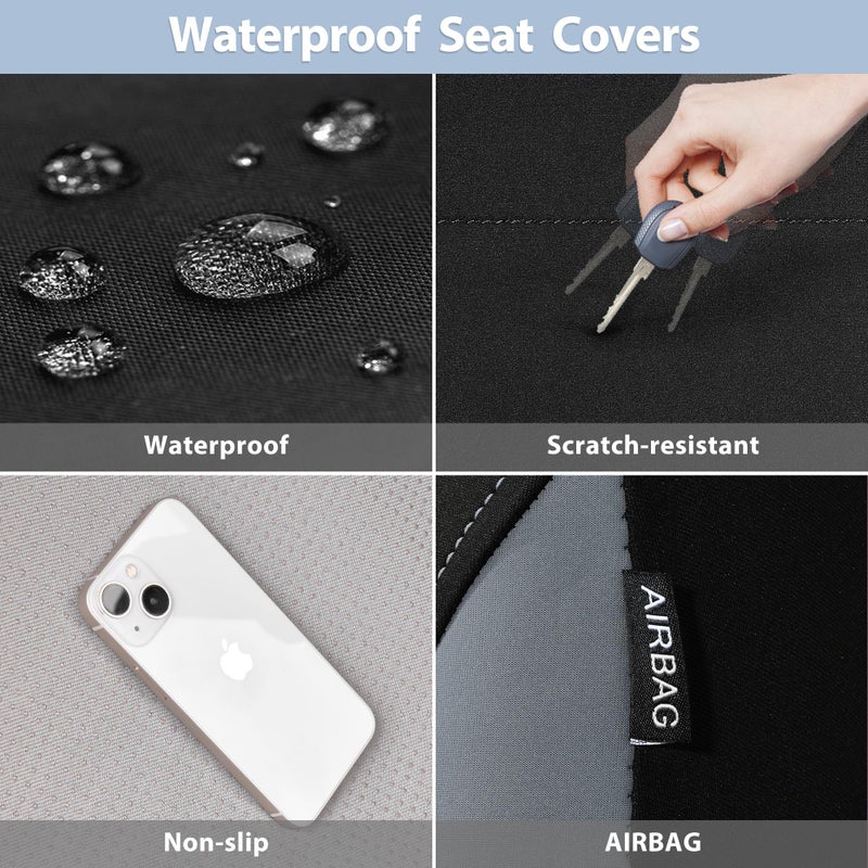 CAR PASS Waterproof Car Seat Covers Full Sets, Universal Fit Seat Covers for Cars, EVA Neoprene Seat Cover Set Full Sets, Interior Covers for Auto SUV,Vans,sedans, Trucks,(Black and Gray) - Image 5