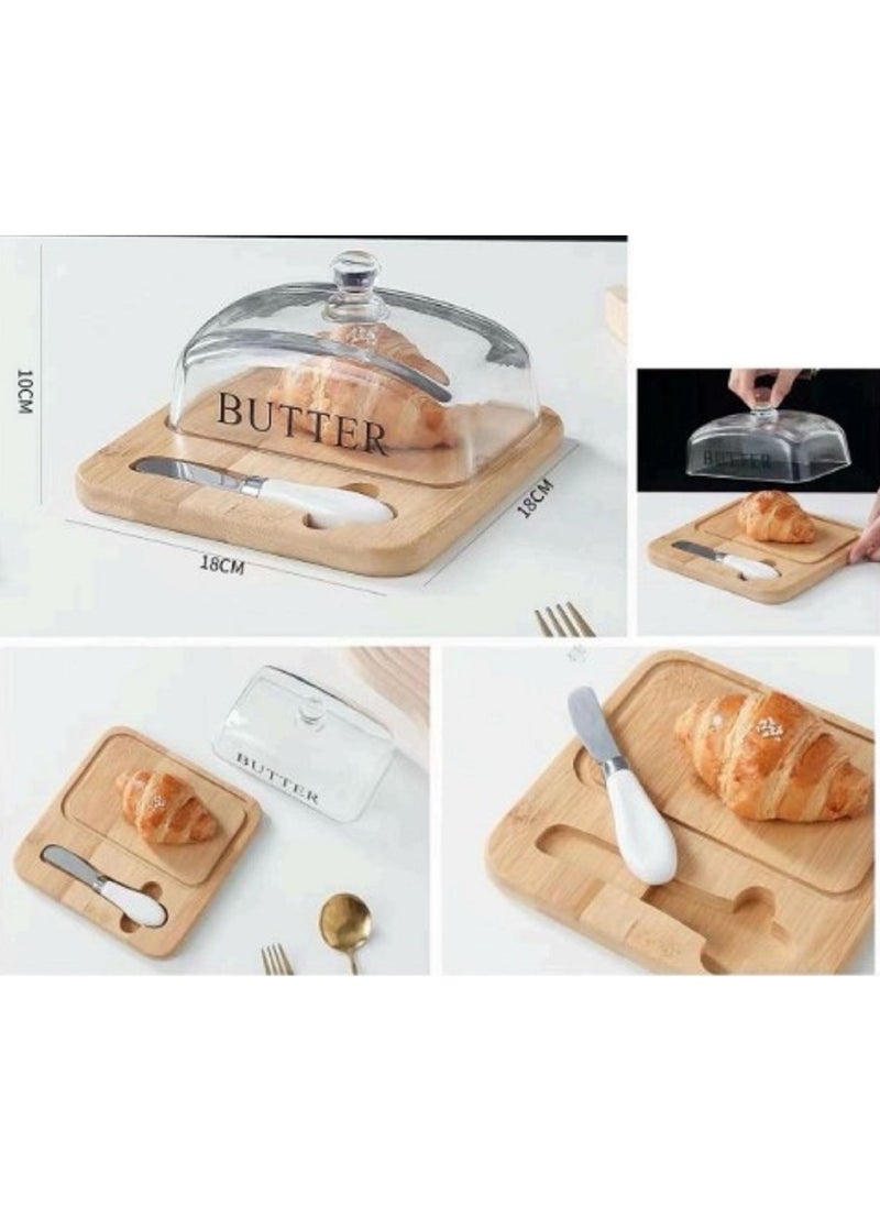 Butter Dish Multi-Function Enamel Butter Boat with Wooden Lid High-Quality Butter Container