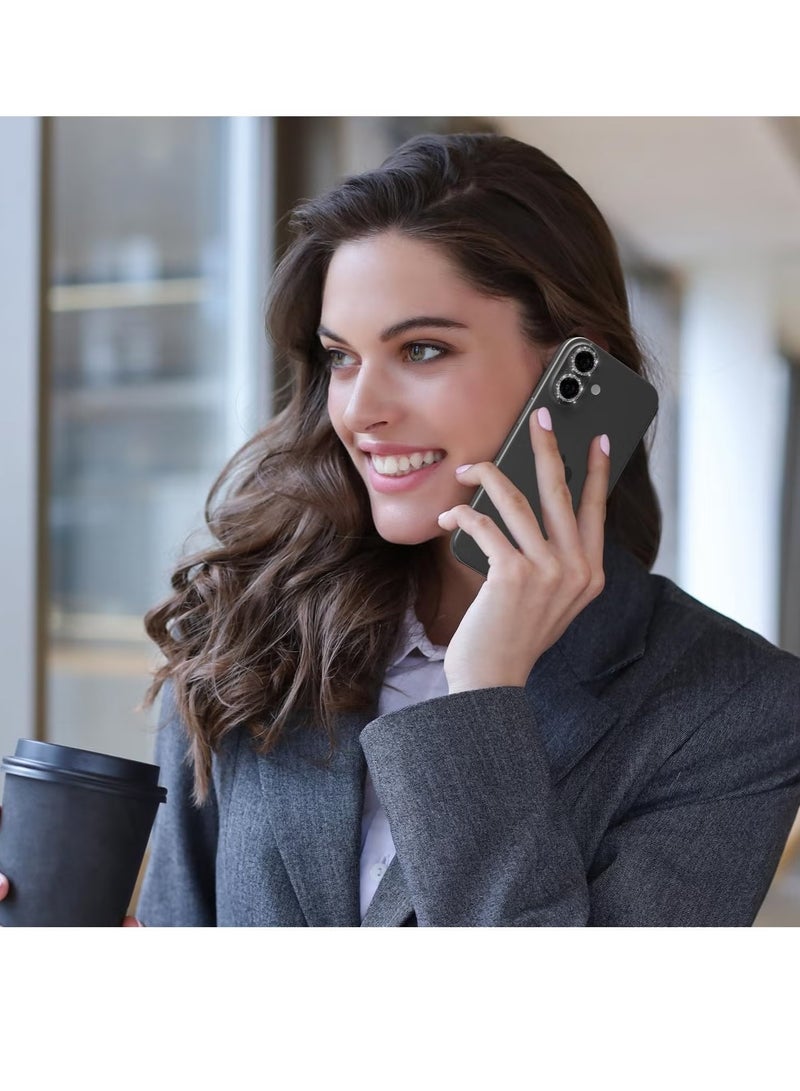 ELTRAZONE IP 16/16 Plus Camera Lens Protector – [AR+AF Tempered Glass] [9H Anti-Scratch] Metal Individual Lens Cover, HD Clear Camera Accessories (Glitter Black) - Image 3