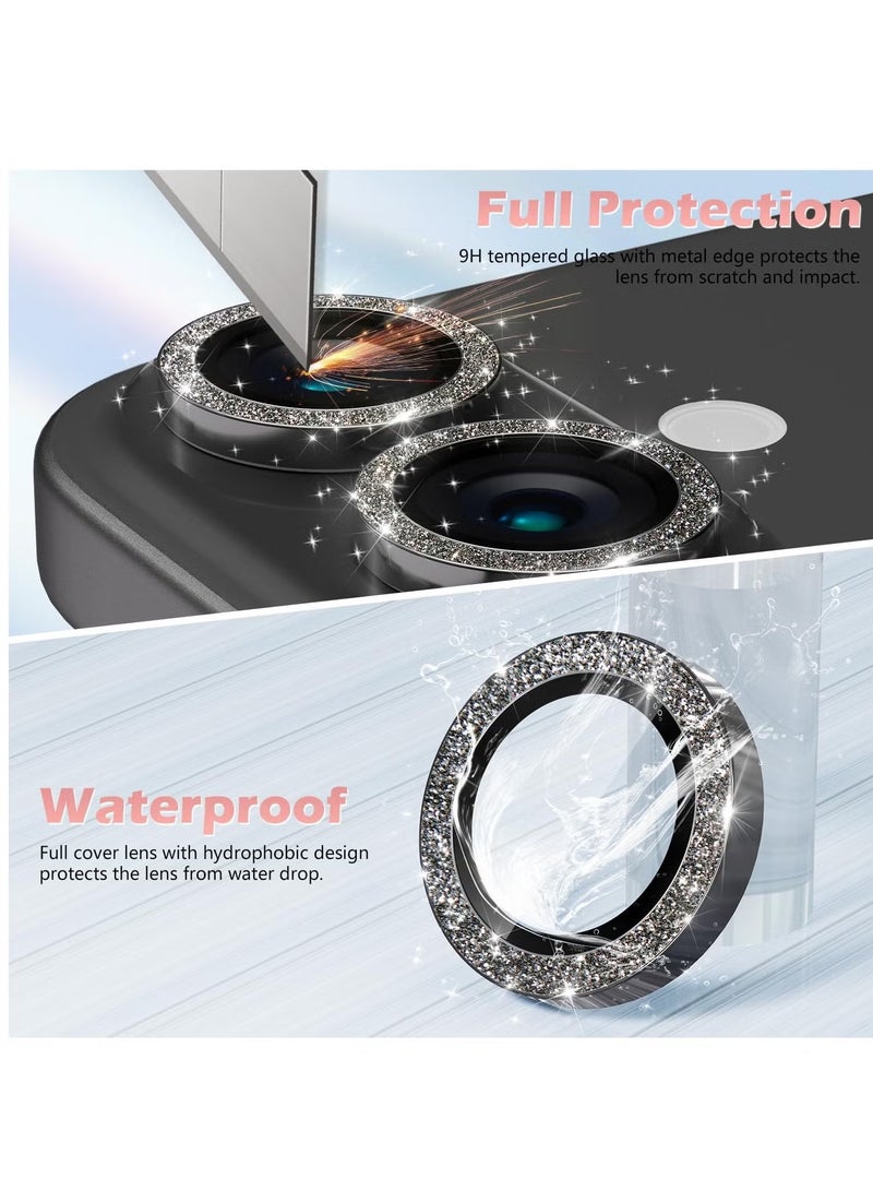 ELTRAZONE IP 16/16 Plus Camera Lens Protector – [AR+AF Tempered Glass] [9H Anti-Scratch] Metal Individual Lens Cover, HD Clear Camera Accessories (Glitter Black) - Image 5