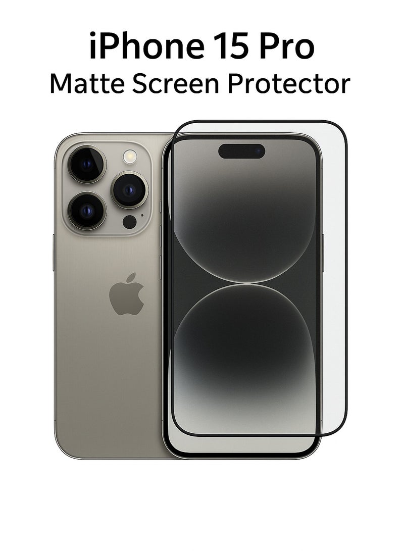 بيوكس واقي شاشة غير لامع لهاتف iPhone 15 Pro - زجاج مقسّى، مضاد للتوهج، رفيع للغاية، مقاوم للخدش - Image 1