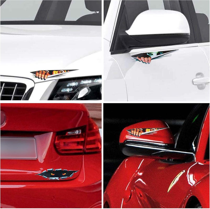 TOMALL 3pcs 3D Simulation Stereo Eyes Peeking Car Stickers Man Peeking Woman Peeking Stickers Leopard Eyes Peeking Sticker Self-Adhesive Waterproof Car Decals for Car Window Bumper Laptop Motorcycle - Image 4