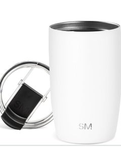 Simple Modern Simple Modern Travel Coffee Mug Tumbler with Flip Lid | Reusable Insulated Stainless Steel Cold Brew Iced Coffee Cup Thermos | Gifts for Women Men Him Her | Voyager Collection | 12oz | white  - Image 1