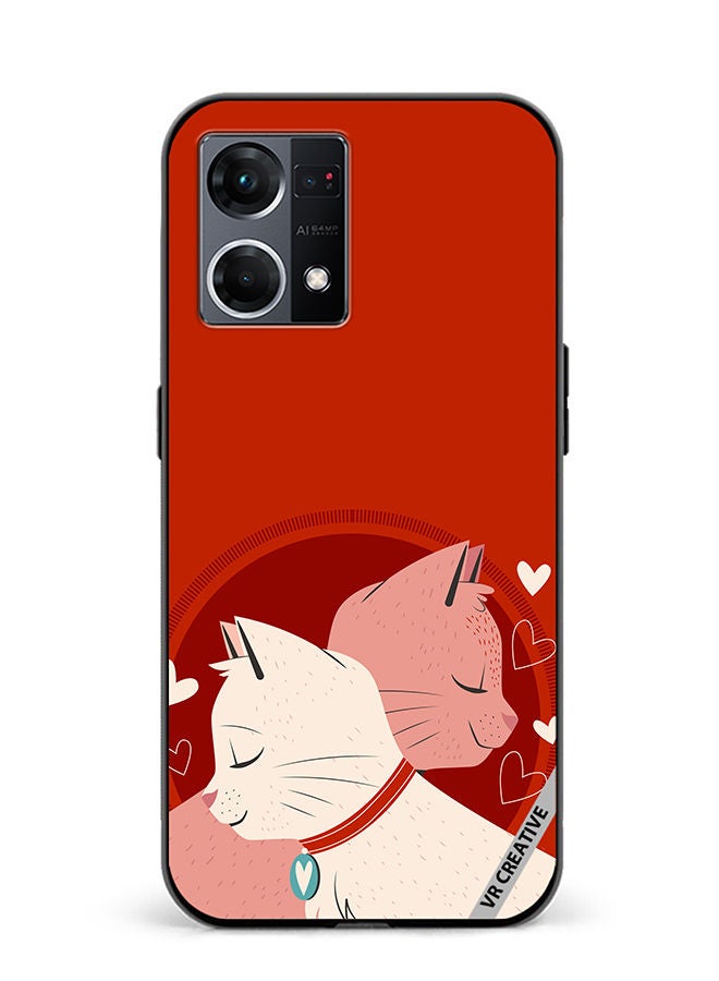 VR CREATIVE Protective Case Cover For Oppo Reno8 4G Love Cats Design Multicolour - Image 1