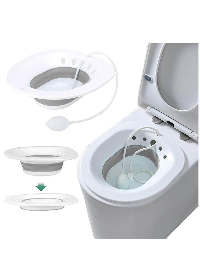 Sitz Baths for Toilet Seat, Sitz Bath for Postpartum Care, Sitz Bath for Hemorrhoids with Flusher Pregnant Women Yoni Steam Seat,Soaking Basin for Inflammation Treatment,Fits Universal Toilet - Image 1