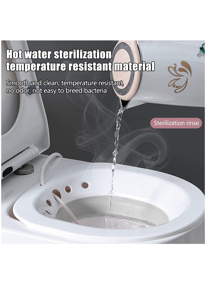 Sitz Baths for Toilet Seat, Sitz Bath for Postpartum Care, Sitz Bath for Hemorrhoids with Flusher Pregnant Women Yoni Steam Seat,Soaking Basin for Inflammation Treatment,Fits Universal Toilet - Image 3