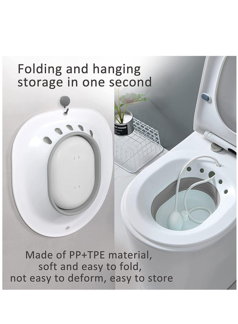 Sitz Baths for Toilet Seat, Sitz Bath for Postpartum Care, Sitz Bath for Hemorrhoids with Flusher Pregnant Women Yoni Steam Seat,Soaking Basin for Inflammation Treatment,Fits Universal Toilet - Image 5