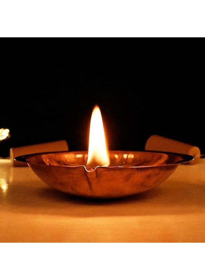 ROLIMOLI Copper Akhand Diya (Size 1) -25 Gm | High Quality Oil Lamp for Daily Puja & Other Religious Rituals, Home, Office & Temples Festive Gifts | Copper Diya for Home Decor (2cm H x 8cm L) - Image 1