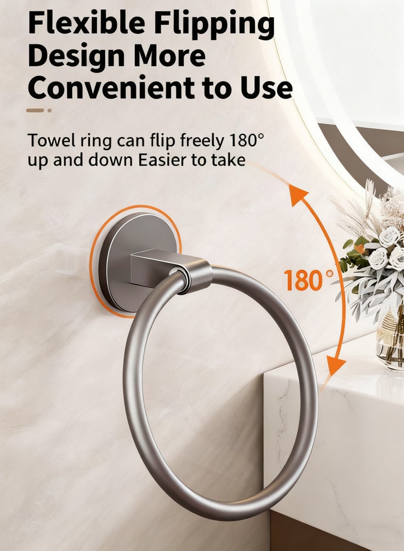 HOMESTAR Stainless Steel Towel Ring Wall Mounted Self Adhesive Towel Holder Waterproof &Rustproof Sticky No Drilling Towel Hanger for Bathroom/Kitchen 15.7cm - Image 4