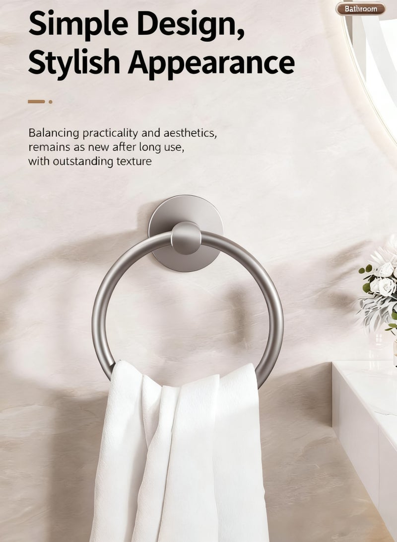 HOMESTAR Stainless Steel Towel Ring Wall Mounted Self Adhesive Towel Holder Waterproof &Rustproof Sticky No Drilling Towel Hanger for Bathroom/Kitchen 15.7cm - Image 2