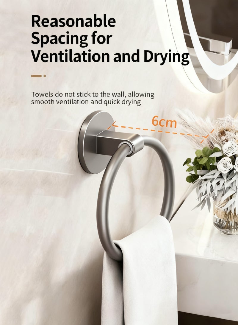 HOMESTAR Stainless Steel Towel Ring Wall Mounted Self Adhesive Towel Holder Waterproof &Rustproof Sticky No Drilling Towel Hanger for Bathroom/Kitchen 15.7cm - Image 5