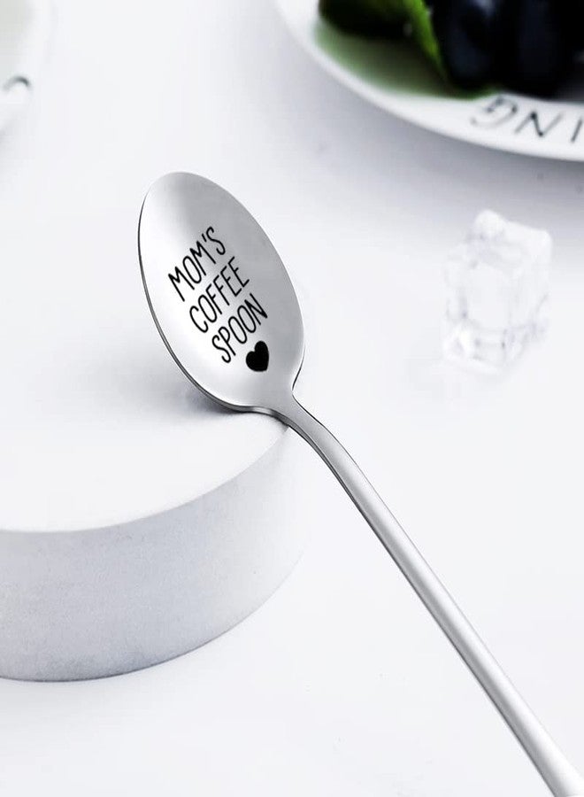Kefley Mom’s Coffee Spoon for Christmas Gift for Mom Birthday Presents from Daughter Son Engraved Stainless Steel Spoon for Dessert Teaspoon for Mommy Mother Gift from Children - Image 2