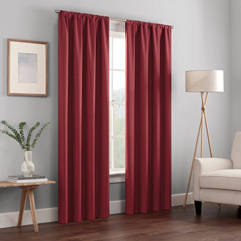 ECLIPSE Kendall Modern Blackout Thermal Rod Pocket Window Curtain for Bedroom or Living Room 1 Panel 42 X 84 Ruby