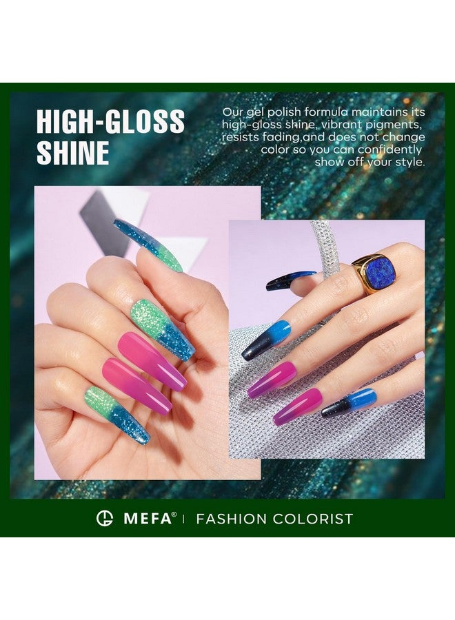 MEFA Color Changing Gel Nail Polish Kit 23 Pcs 20 Colors Glitter Ombre Pink Dark Blue Black Green Purple Temperature Mood Changed Nail Art Set With Gloss &Matte Top And Base Coat Manicure Salon Gifts - Image 3