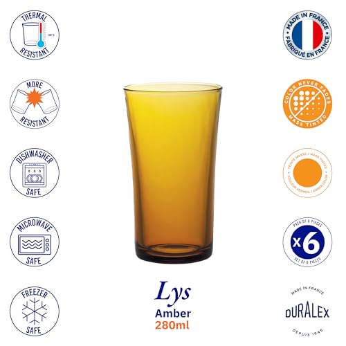 Duralex LYS Amber Highball Tumbler 280 ML 6 Pcs (1012DB/6), Medium - Image 4