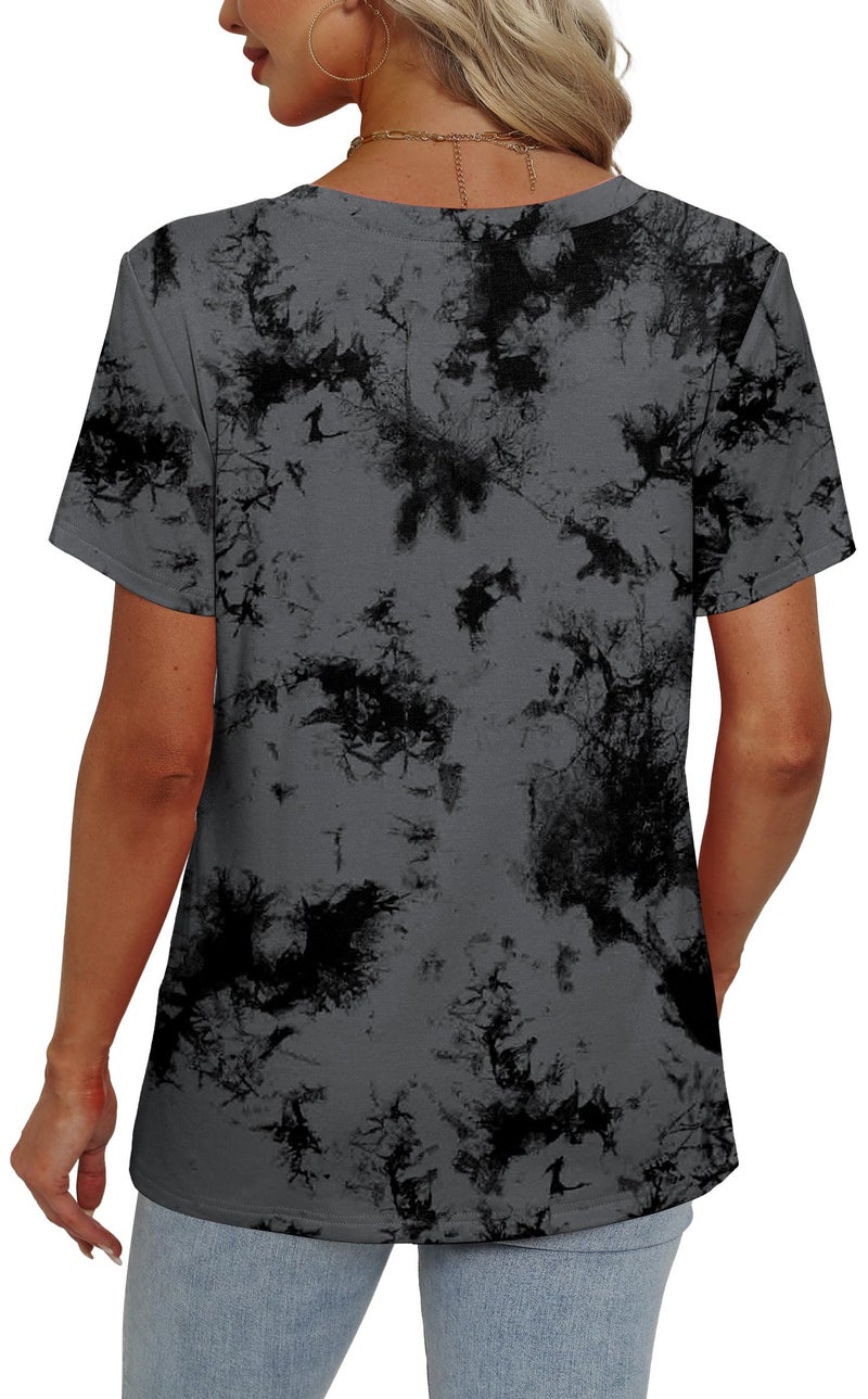 Alaroo Tie Dye Shirt Women T Shirts Short Sleeve Boho Tops V Neck Spring Clothes Trendy Print 05 L - Image 4