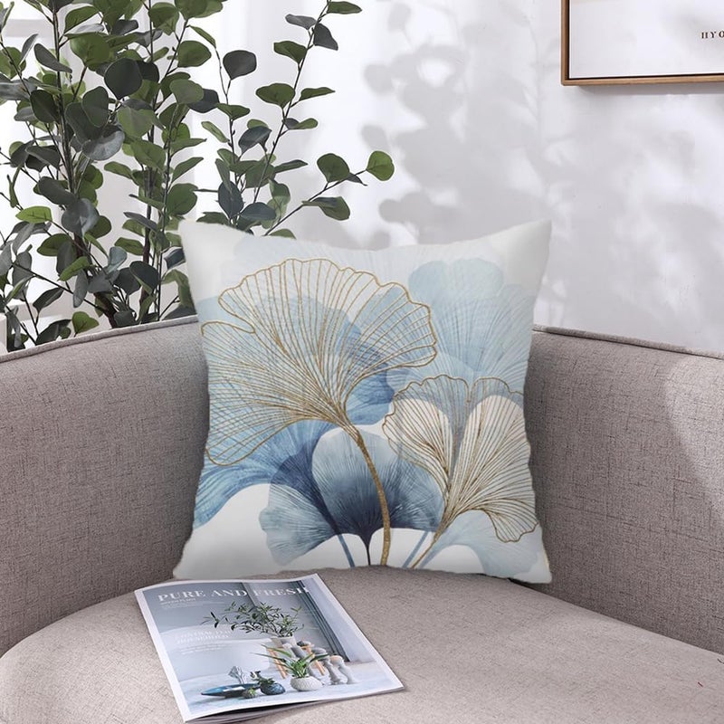 F Finerease Throw Pillow Cover Plant Leaf - 18 x 18 Mixed Light Grey Pillow Cushion Covers - Set of 2 Square Throw Cushion Case, Great for Sofa, Bedroom, Chair, Yard, Living Room Decor - Image 2
