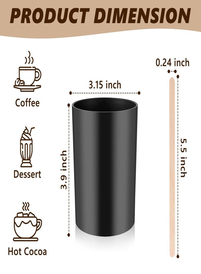 DLUGOPIS مجموعة 200 قطعة من أعواد تقليب القهوة الخشبية مع حاملها، أعواد تقليب القهوة الخشبية، 5.5 بوصة، أعواد تقليب المشروبات للاستخدام مرة واحدة، أعواد تقليب القهوة (خشب وأسود، أعواد تقليب القهوة 5.5 بوصة) - Image 2