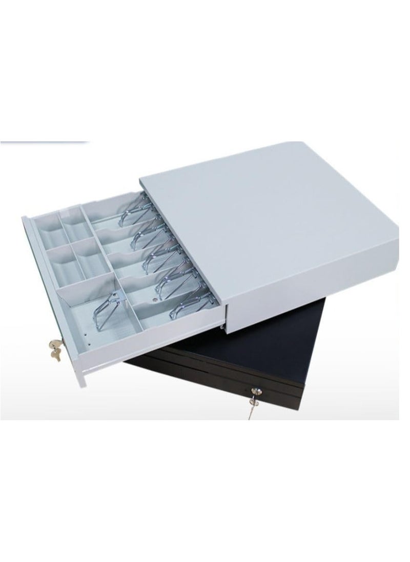 Cash Drawer Register, RB-405C, 6 Cash Bills 4 Coins Compartment, Heavy Duty, Automatic Open, Key Lock, Removeable Tray, Check Slot, POS RJ11 Printer Interface, Black