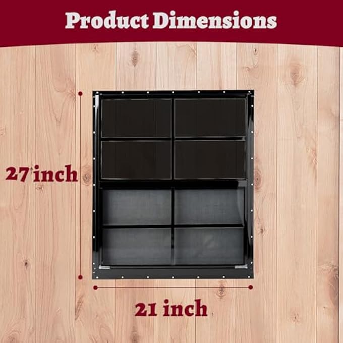 21" X 27" Black Shed Windows 2 Pack,Small Windows With Tempered Glass - Flush Mount | Ultimate Choice For Chicken Coop, Greenhouse, Garage, Playhouse - Image 3