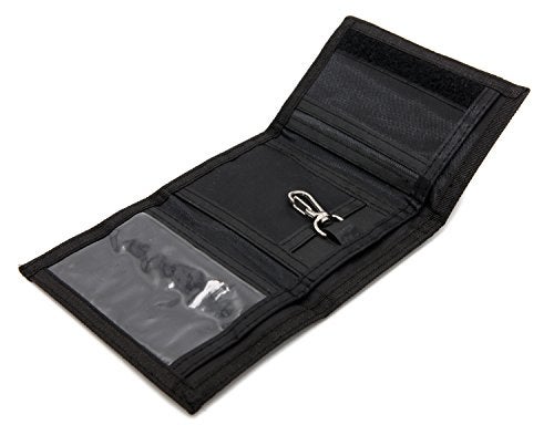 AI-DEE RFID Trifold Canvas Outdoor Sports Wallet for Kids - Front Pocket Wallet with Magic Sticker (Black) - Image 4
