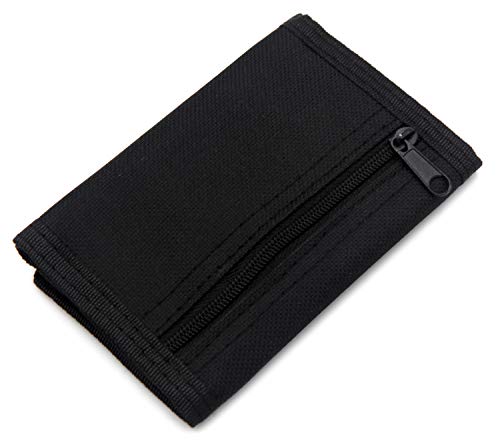 AI-DEE RFID Trifold Canvas Outdoor Sports Wallet for Kids - Front Pocket Wallet with Magic Sticker (Black) - Image 5