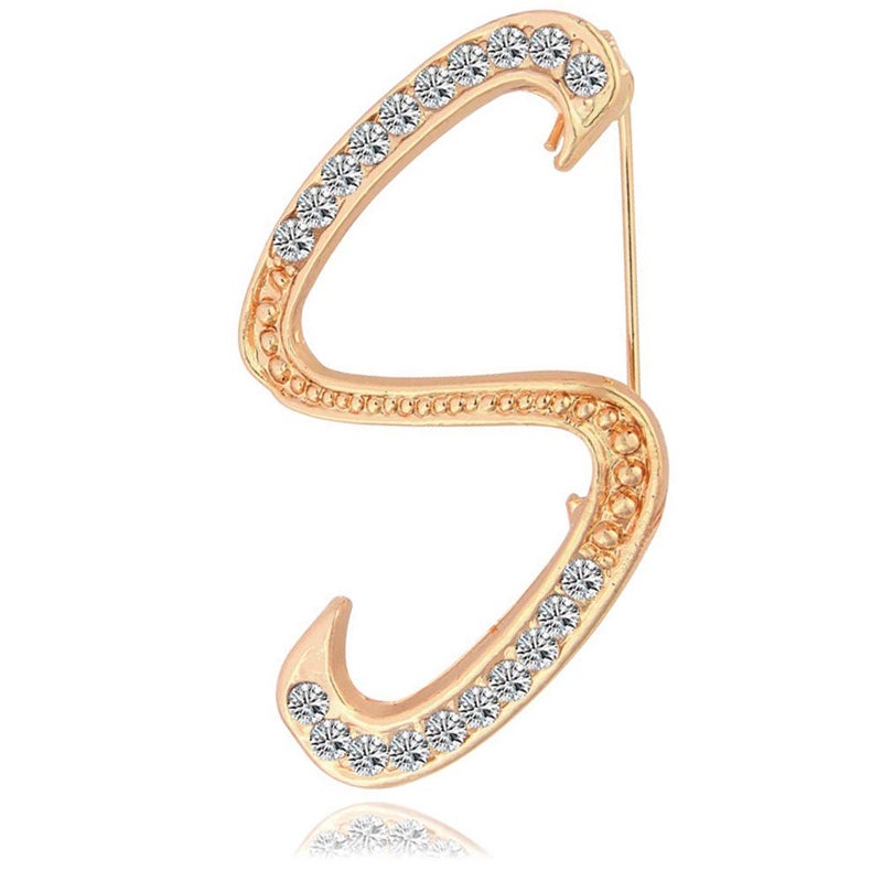 ETHOON Letter Brooch Pins Initial Rhinestone Brooch for Women Crafts Gold S - Image 1