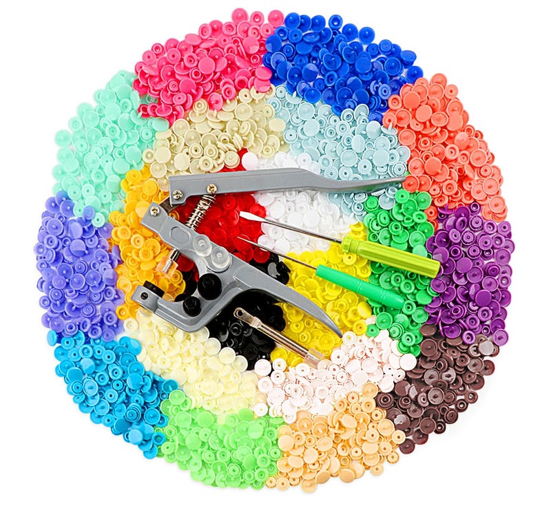 ilauke 400 Sets Snap Buttons with Snap Pliers T5 Plastic Snaps No-Sew Buttons Fastener Setter for Clothing Diapers Bibs Rain Coat Crafting - Image 1