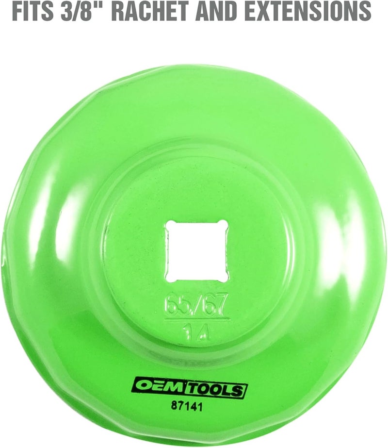 OEMTOOLS 87141 Oil Filter Wrench, 65/67 mm 14 Flute, Oil Filter Cap Prevents Slipping, Use with a 3/8" Drive Tool, Rust Resistant - Image 3