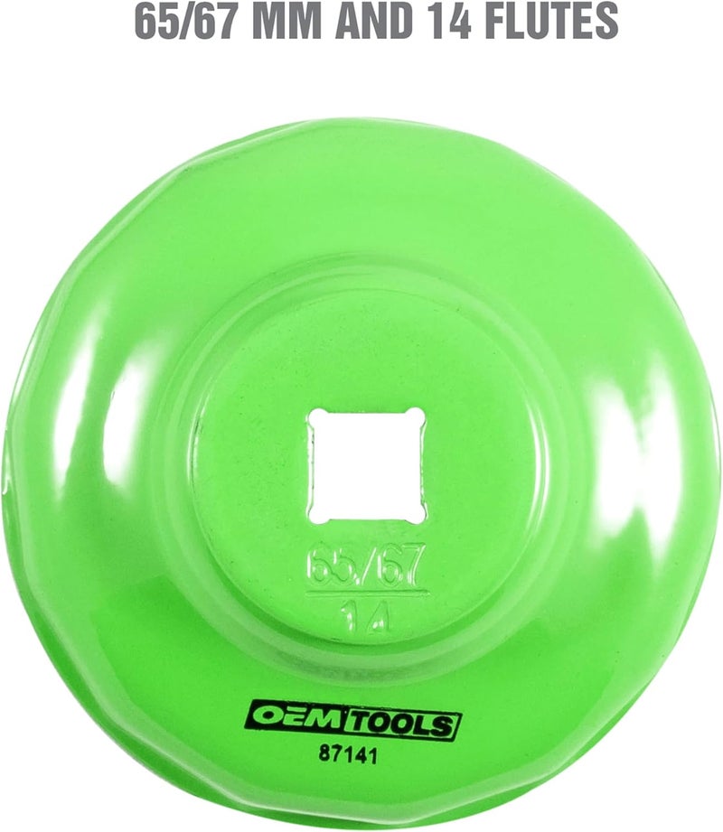 OEMTOOLS 87141 Oil Filter Wrench, 65/67 mm 14 Flute, Oil Filter Cap Prevents Slipping, Use with a 3/8" Drive Tool, Rust Resistant - Image 2